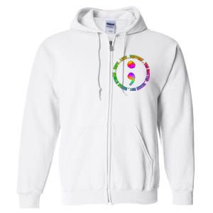 Suicide Awareness Semi Colon Support Full Zip Hoodie