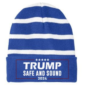 Safe And Sound Trump 2024 Striped Beanie with Solid Band