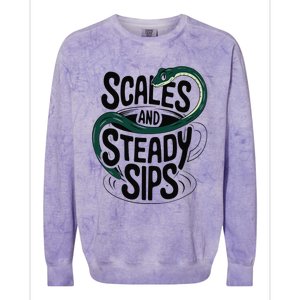 Scales And Steady Sips Funny Snake Tea Lovers Colorblast Crewneck Sweatshirt