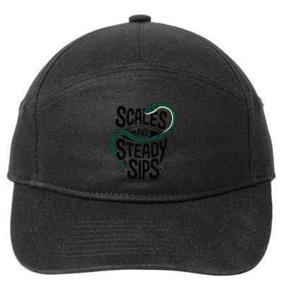 Scales And Steady Sips Funny Snake Tea Lovers 7-Panel Snapback Hat