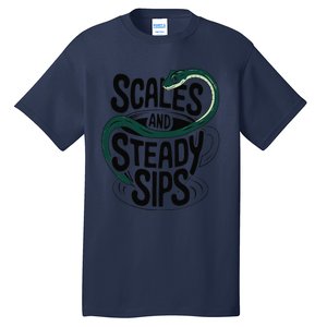 Scales And Steady Sips Funny Snake Tea Lovers Tall T-Shirt