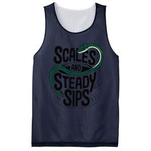 Scales And Steady Sips Funny Snake Tea Lovers Mesh Reversible Basketball Jersey Tank