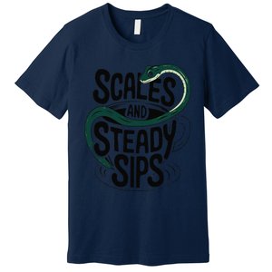 Scales And Steady Sips Funny Snake Tea Lovers Premium T-Shirt