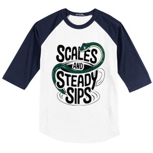 Scales And Steady Sips Funny Snake Tea Lovers Baseball Sleeve Shirt