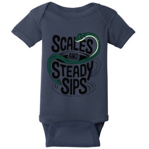 Scales And Steady Sips Funny Snake Tea Lovers Baby Bodysuit