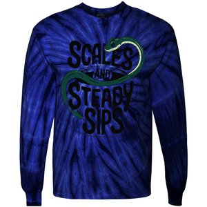 Scales And Steady Sips Funny Snake Tea Lovers Tie-Dye Long Sleeve Shirt