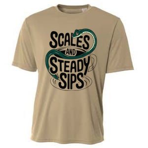 Scales And Steady Sips Funny Snake Tea Lovers Cooling Performance Crew T-Shirt