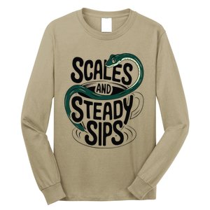 Scales And Steady Sips Funny Snake Tea Lovers Long Sleeve Shirt