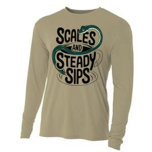 Scales And Steady Sips Funny Snake Tea Lovers Cooling Performance Long Sleeve Crew