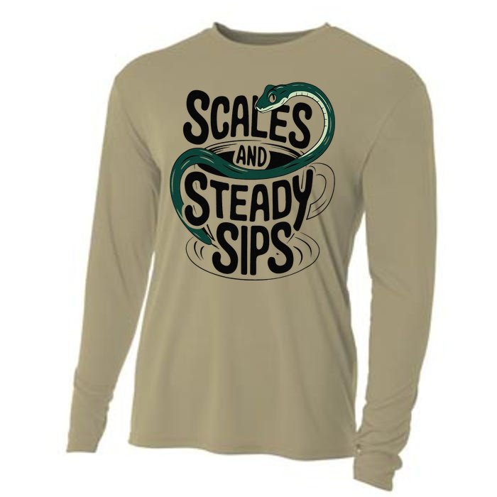 Scales And Steady Sips Funny Snake Tea Lovers Cooling Performance Long Sleeve Crew