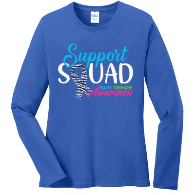 Support Awareness Squad I Zebra Ribbon I Rare Diseases Ladies Long Sleeve Shirt