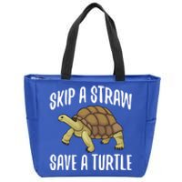 Skip A Straw Save A Turtle Ll Turtle Fan Gift Zip Tote Bag