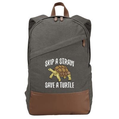 Skip A Straw Save A Turtle Ll Turtle Fan Gift Cotton Canvas Backpack