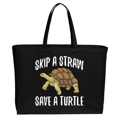 Skip A Straw Save A Turtle Ll Turtle Fan Gift Cotton Canvas Jumbo Tote