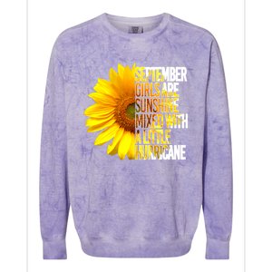 September Are Sunshine Mixed Hurricane Sunflower Gift Colorblast Crewneck Sweatshirt