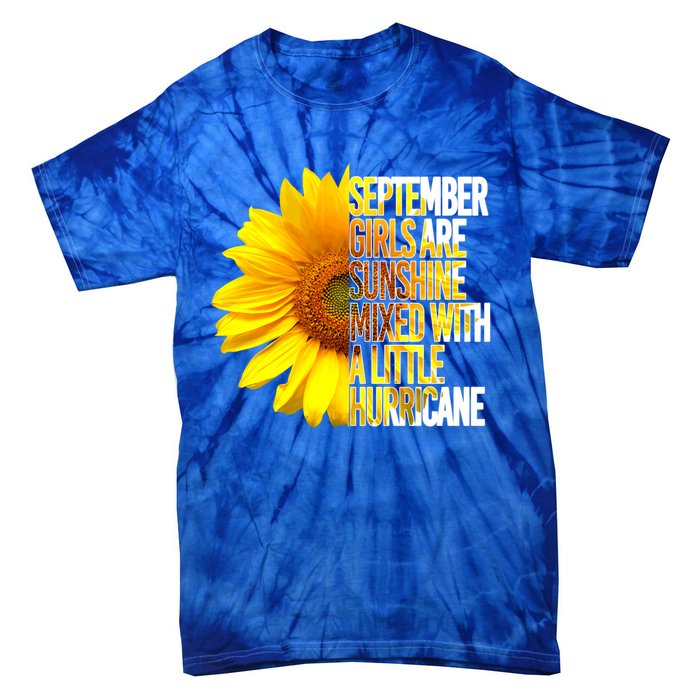 September Are Sunshine Mixed Hurricane Sunflower Gift Tie-Dye T-Shirt