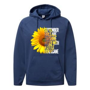 September Are Sunshine Mixed Hurricane Sunflower Gift Performance Fleece Hoodie