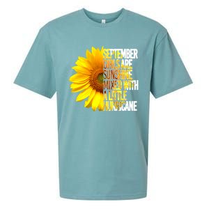 September Are Sunshine Mixed Hurricane Sunflower Gift Sueded Cloud Jersey T-Shirt