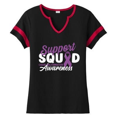 Support Awareness Squad I CM Cerebellum Chiari Malformation Ladies Halftime Notch Neck Tee