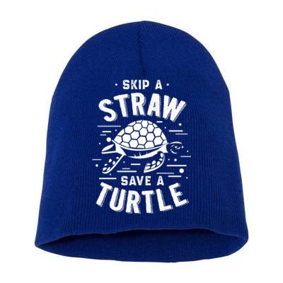 Skip A Straw Save A Turtle Gift For Ocean Animal Lovers Great Gift Short Acrylic Beanie