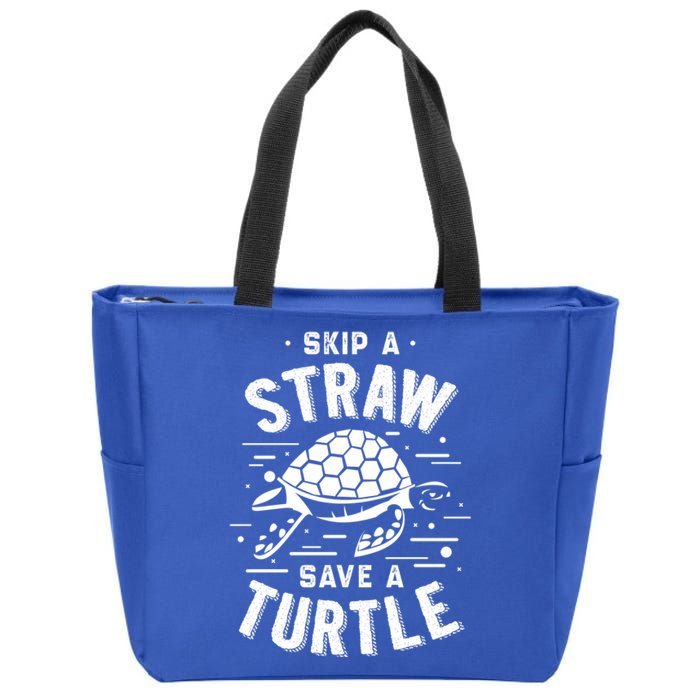 Skip A Straw Save A Turtle Gift For Ocean Animal Lovers Great Gift Zip Tote Bag