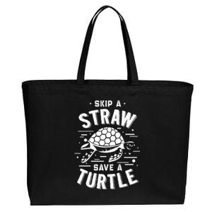 Skip A Straw Save A Turtle Gift For Ocean Animal Lovers Great Gift Cotton Canvas Jumbo Tote