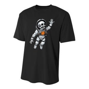 Space Astronaut Skeleton Halloween Kids Girls Youth Performance Sprint T-Shirt