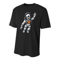 Space Astronaut Skeleton Halloween Kids Girls Youth Performance Sprint T-Shirt