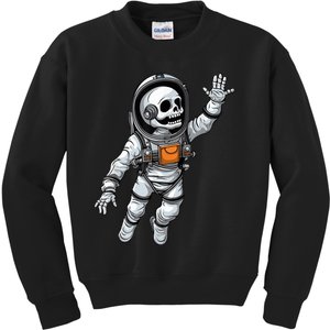 Space Astronaut Skeleton Halloween Kids Girls Kids Sweatshirt