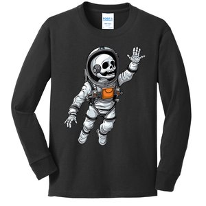 Space Astronaut Skeleton Halloween Kids Girls Kids Long Sleeve Shirt