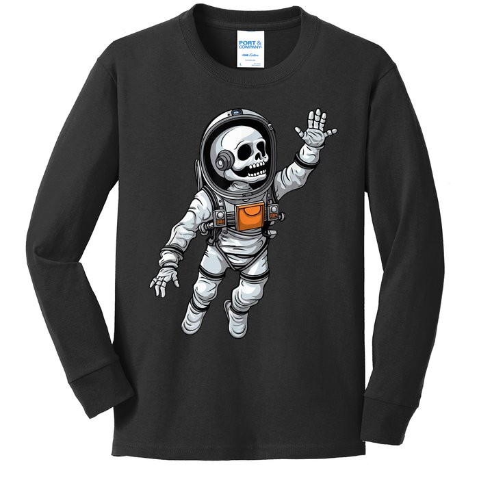 Space Astronaut Skeleton Halloween Kids Girls Kids Long Sleeve Shirt