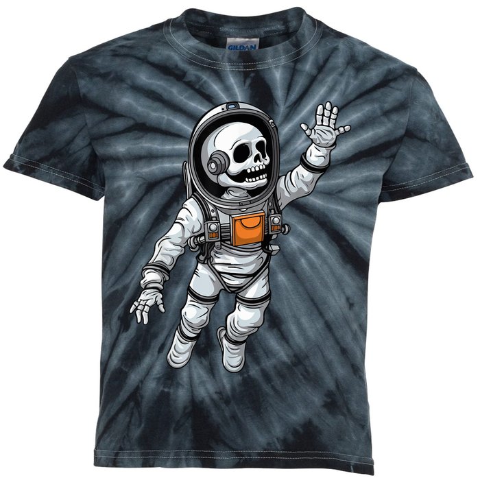 Space Astronaut Skeleton Halloween Kids Girls Kids Tie-Dye T-Shirt