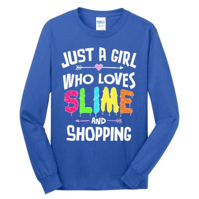 Slime And Shopping Funny Gift Funny Gift Tall Long Sleeve T-Shirt