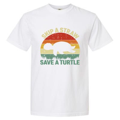 Skip A Straw Save A Turtle Vintage Sea Turtle Gift Garment-Dyed Heavyweight T-Shirt