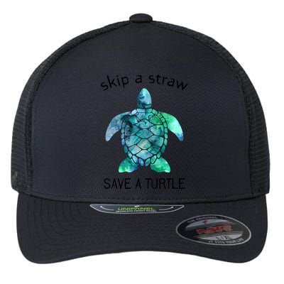 Skip A Straw Save A Turtle Ocean Animal Funny Gift Sea Turtle Gift Flexfit Unipanel Trucker Cap