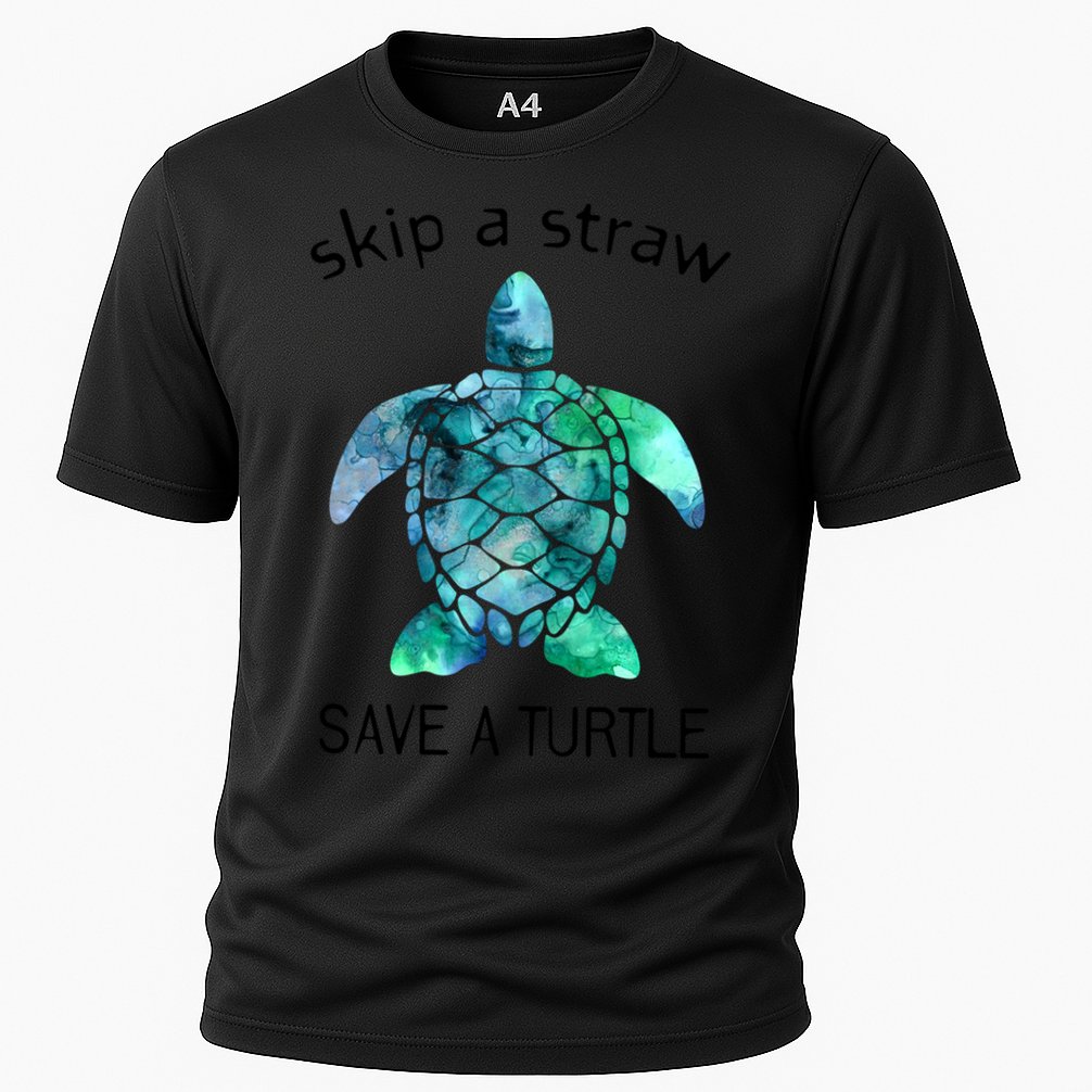 Skip A Straw Save A Turtle Ocean Animal Funny Gift Sea Turtle Gift Cooling Performance Crew T-Shirt