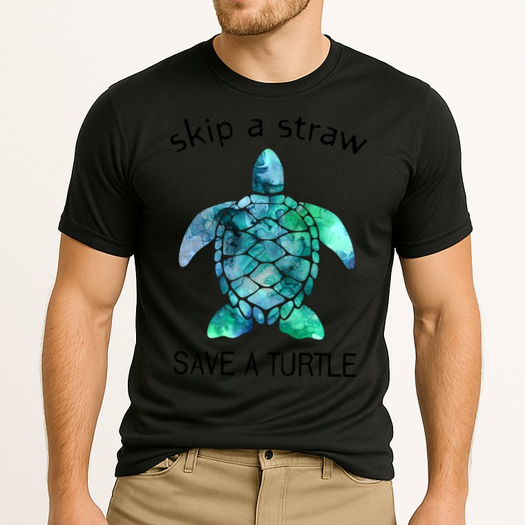 Skip A Straw Save A Turtle Ocean Animal Funny Gift Sea Turtle Gift Cooling Performance Crew T-Shirt