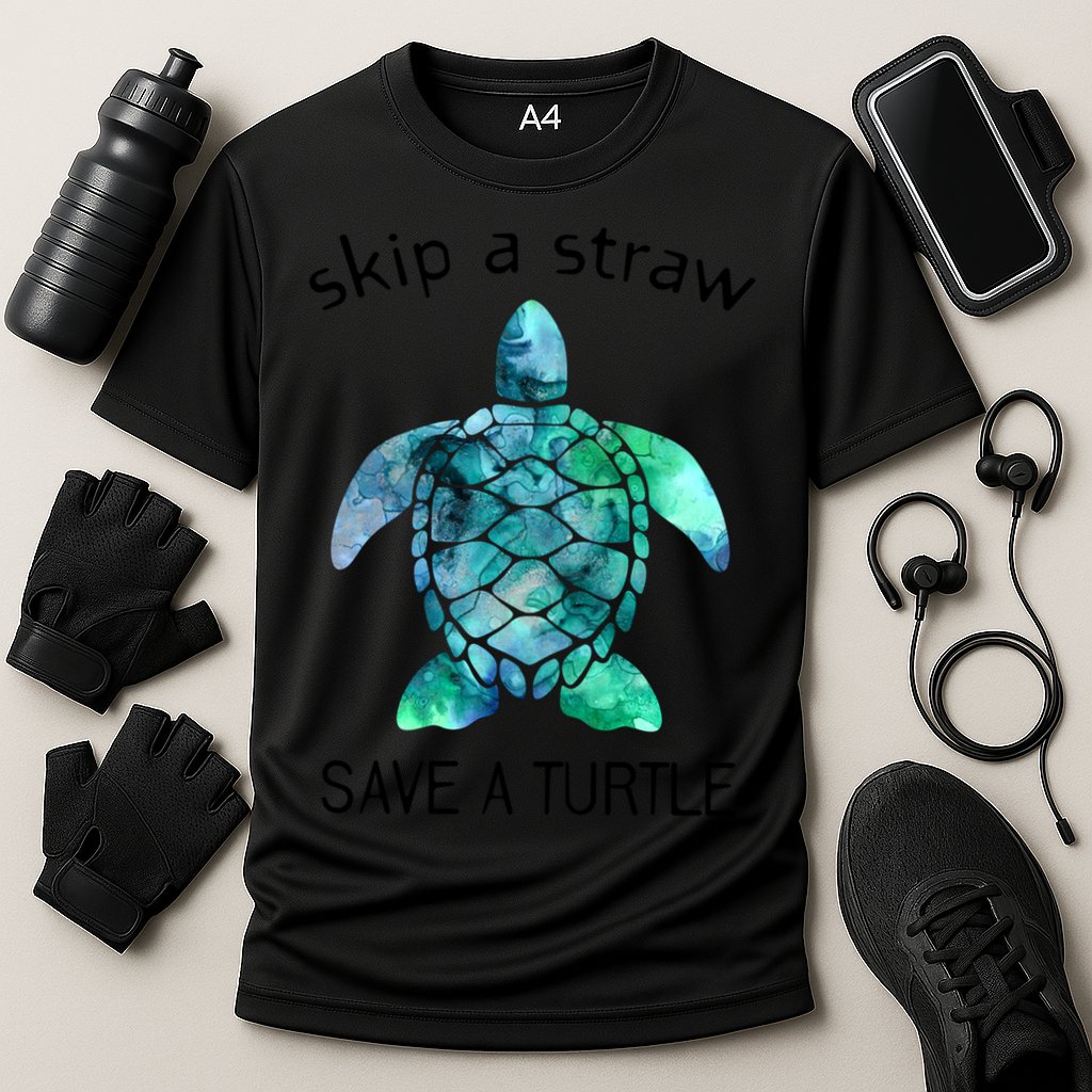 Skip A Straw Save A Turtle Ocean Animal Funny Gift Sea Turtle Gift Cooling Performance Crew T-Shirt