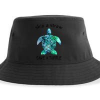 Skip A Straw Save A Turtle Ocean Animal Funny Gift Sea Turtle Gift Sustainable Bucket Hat