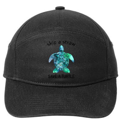 Skip A Straw Save A Turtle Ocean Animal Funny Gift Sea Turtle Gift 7-Panel Snapback Hat