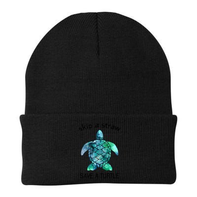 Skip A Straw Save A Turtle Ocean Animal Funny Gift Sea Turtle Gift Beanie