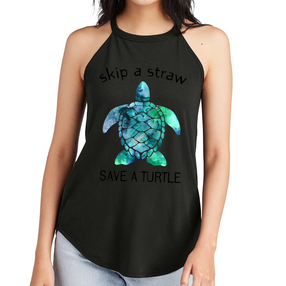 Skip A Straw Save A Turtle Ocean Animal Funny Gift Sea Turtle Gift Women's Perfect Tri Rocker Tank