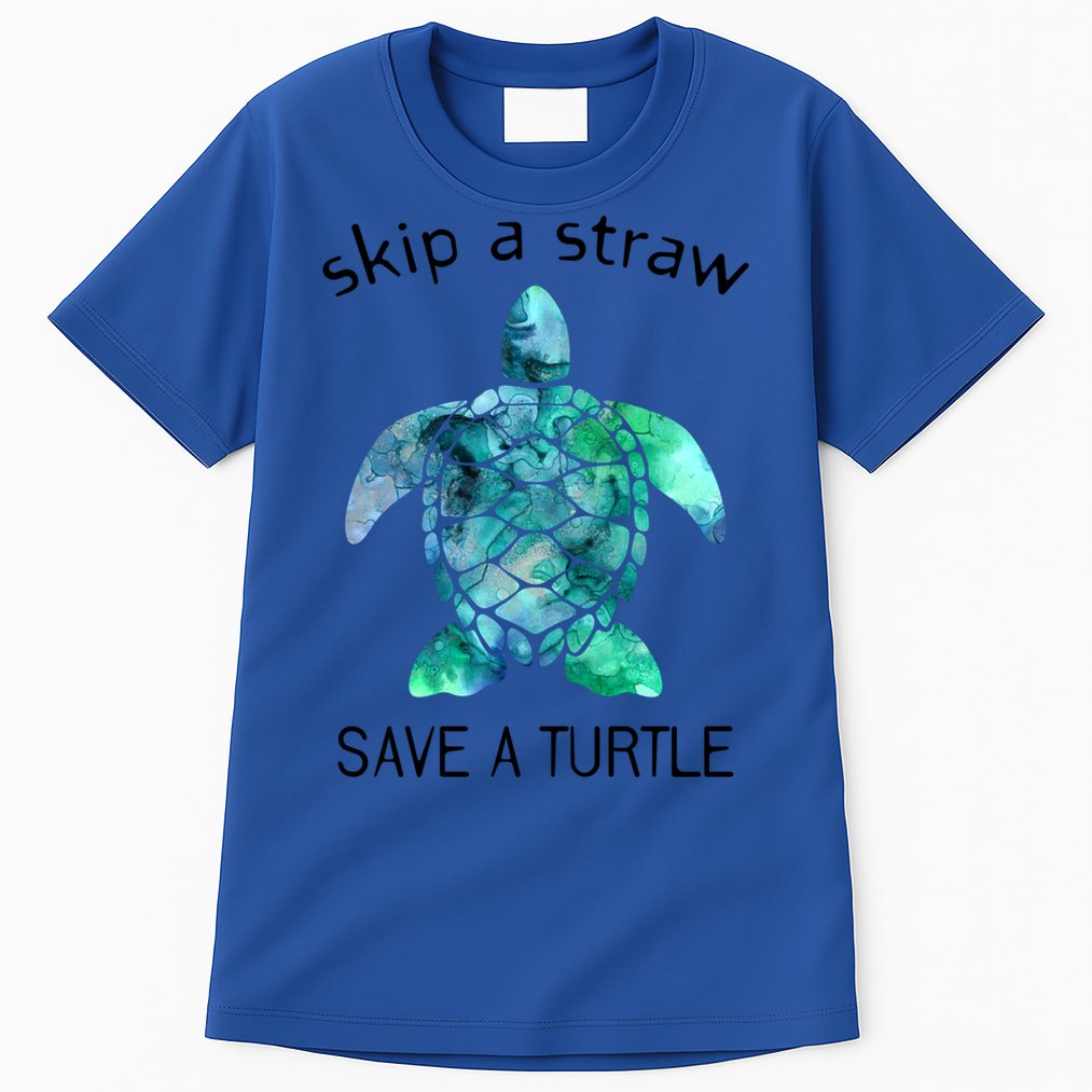 Skip A Straw Save A Turtle Ocean Animal Funny Gift Sea Turtle Gift Tall T-Shirt