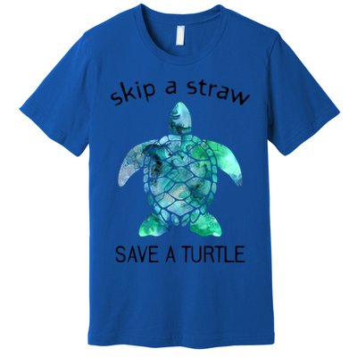 Skip A Straw Save A Turtle Ocean Animal Funny Gift Sea Turtle Gift Premium T-Shirt