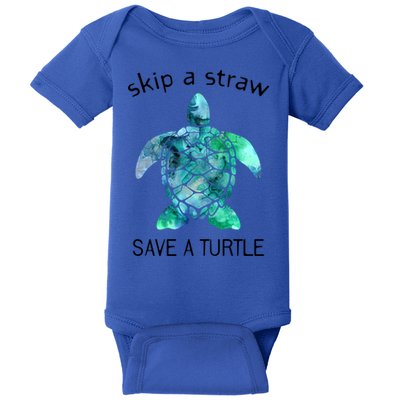 Skip A Straw Save A Turtle Ocean Animal Funny Gift Sea Turtle Gift Baby Bodysuit