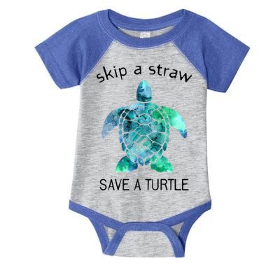 Skip A Straw Save A Turtle Ocean Animal Funny Gift Sea Turtle Gift Infant Baby Jersey Bodysuit