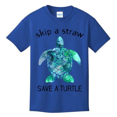 Skip A Straw Save A Turtle Ocean Animal Funny Gift Sea Turtle Gift Kids T-Shirt