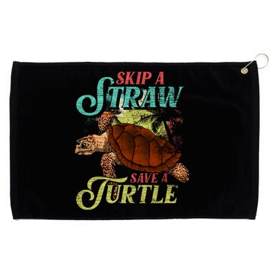 Skip A Straw Save A Turtle Ocean Animal Lover Sea Turtle Gift Grommeted Golf Towel