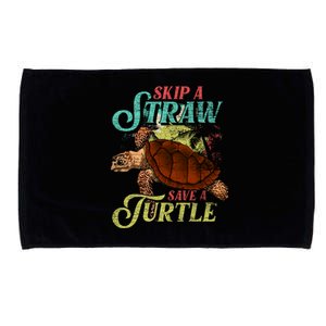 Skip A Straw Save A Turtle Ocean Animal Lover Sea Turtle Gift Microfiber Hand Towel