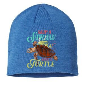 Skip A Straw Save A Turtle Ocean Animal Lover Sea Turtle Gift Sustainable Beanie